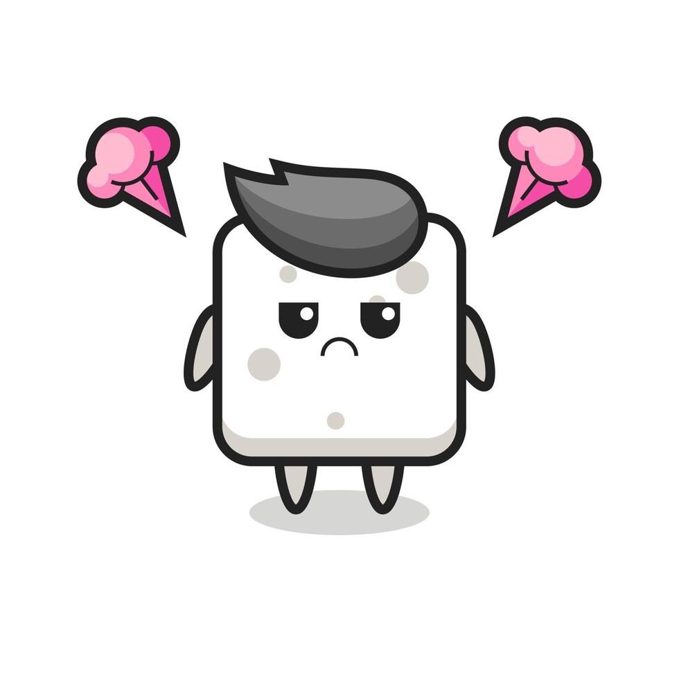 annoyed expression of the cute sugar cube cartoon character vector