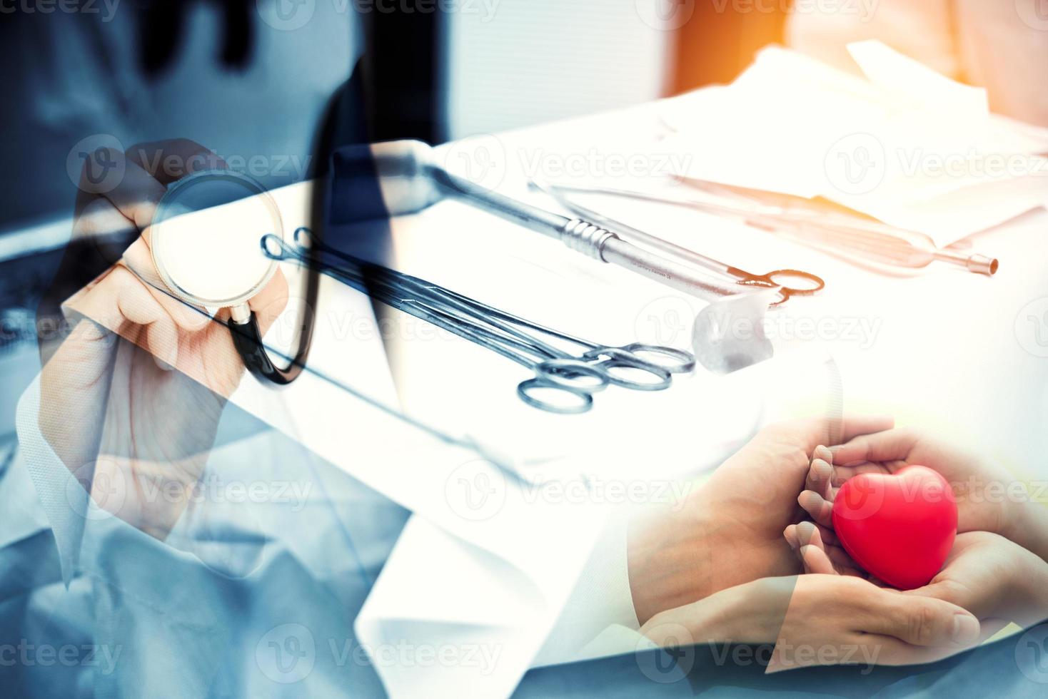 Double exposure of Surgery equipment in Operation room Surgeon doctor photo