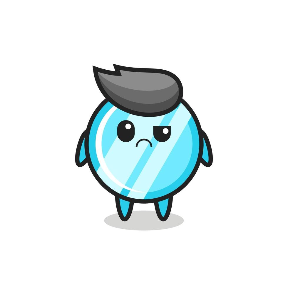 the mascot of the mirror with sceptical face vector