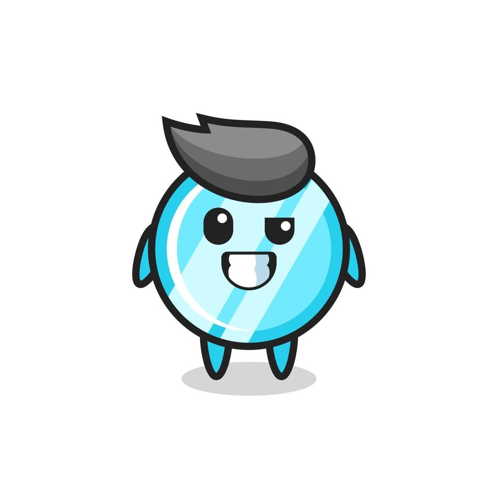 cute mirror mascot with an optimistic face vector