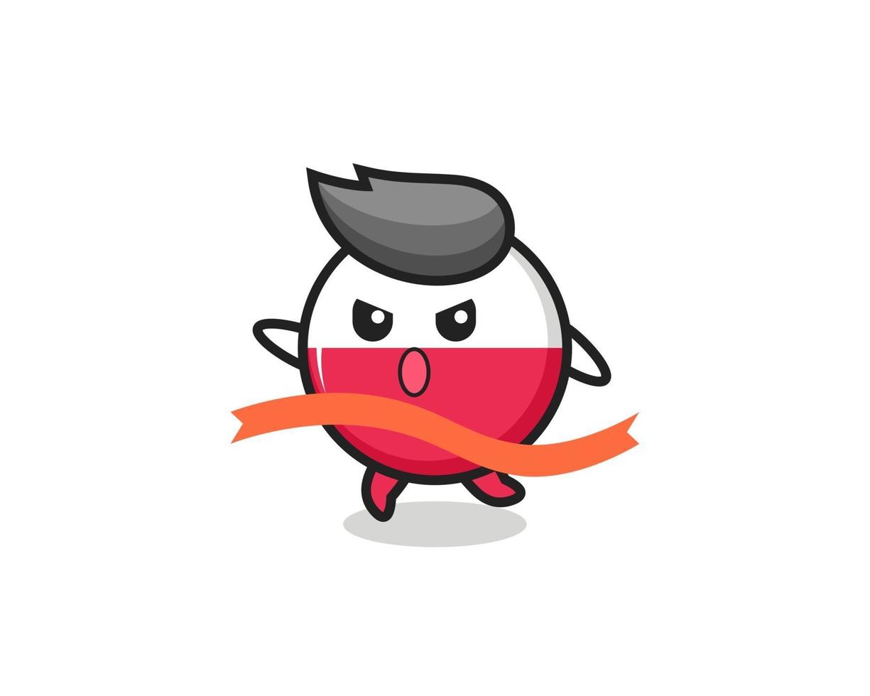 cute poland flag badge illustration is reaching the finish vector