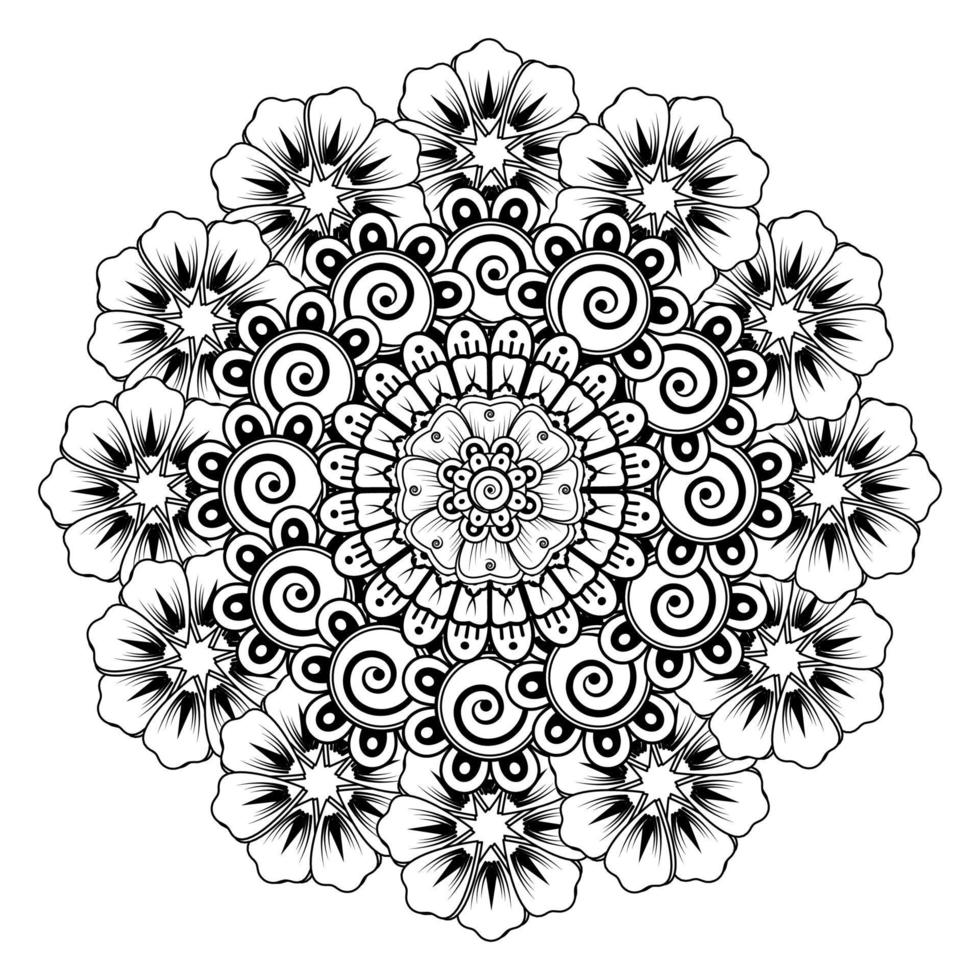 patrón circular en forma de mandala con flor mehndi vector