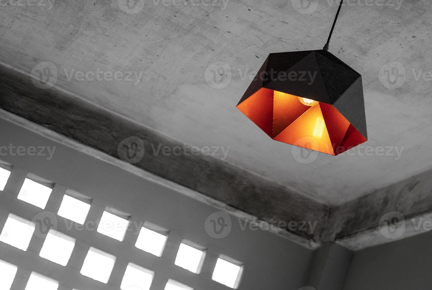 retro interior design detail with vintage lampshade close up photo