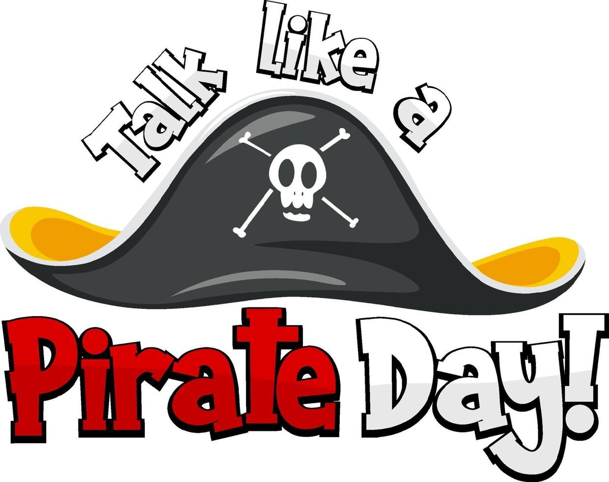 hablar como un logotipo del día del pirata con un sombrero de pirata sobre fondo blanco vector