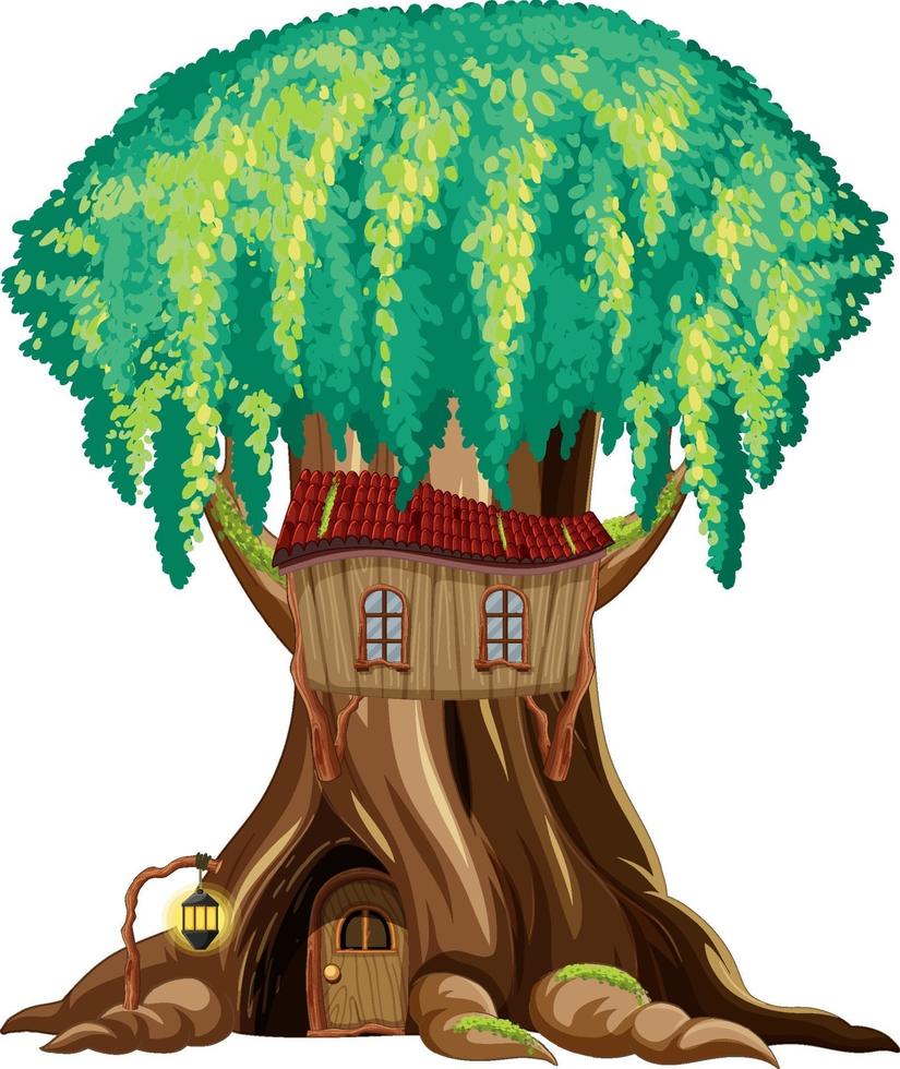 Fantasy huge tree on white background vector