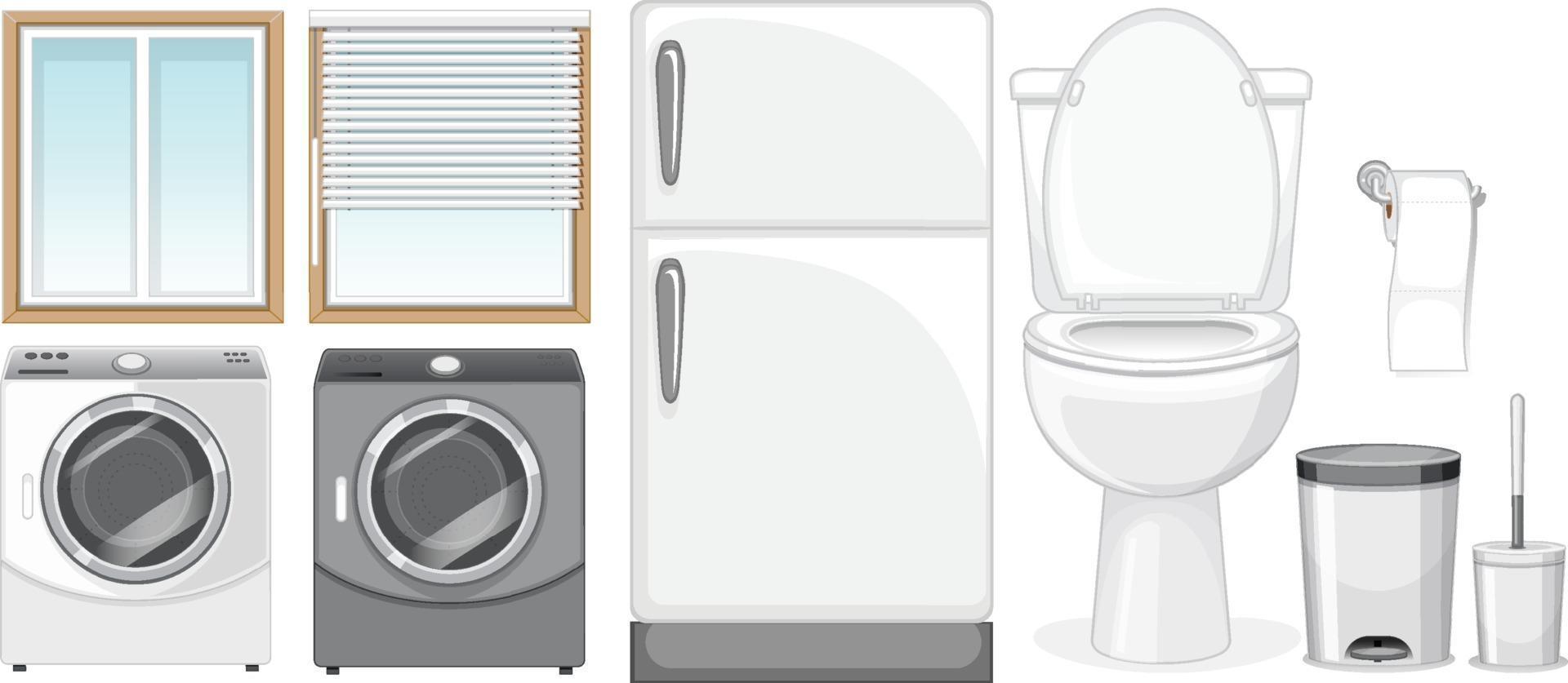 Furniture set for interior design on white background vector