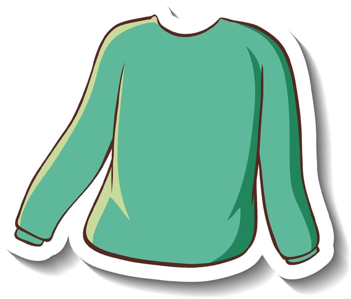 A sticker template with a green sweater isolated vector
