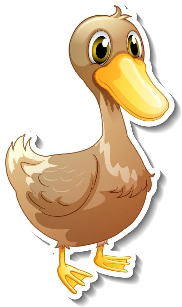 Diseño de etiqueta con lindo personaje de dibujos animados de pato vector