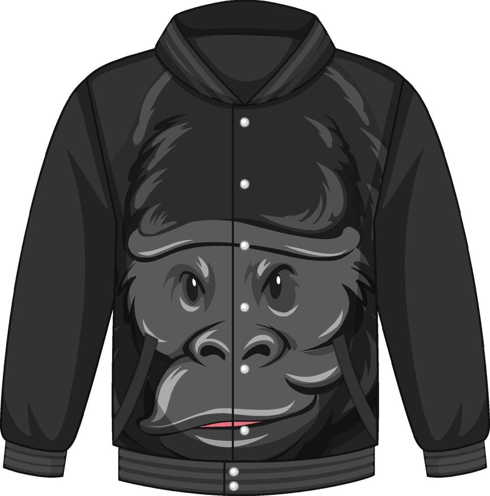 Front of bomber jacket with gorilla pattern vector