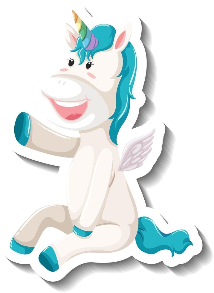 Cute unicorn sitting pose on white background vector