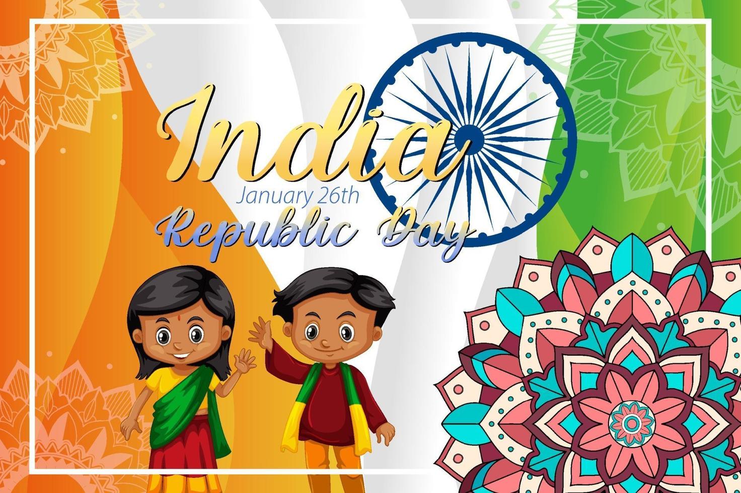 India Republic Day banner with kid characters vector