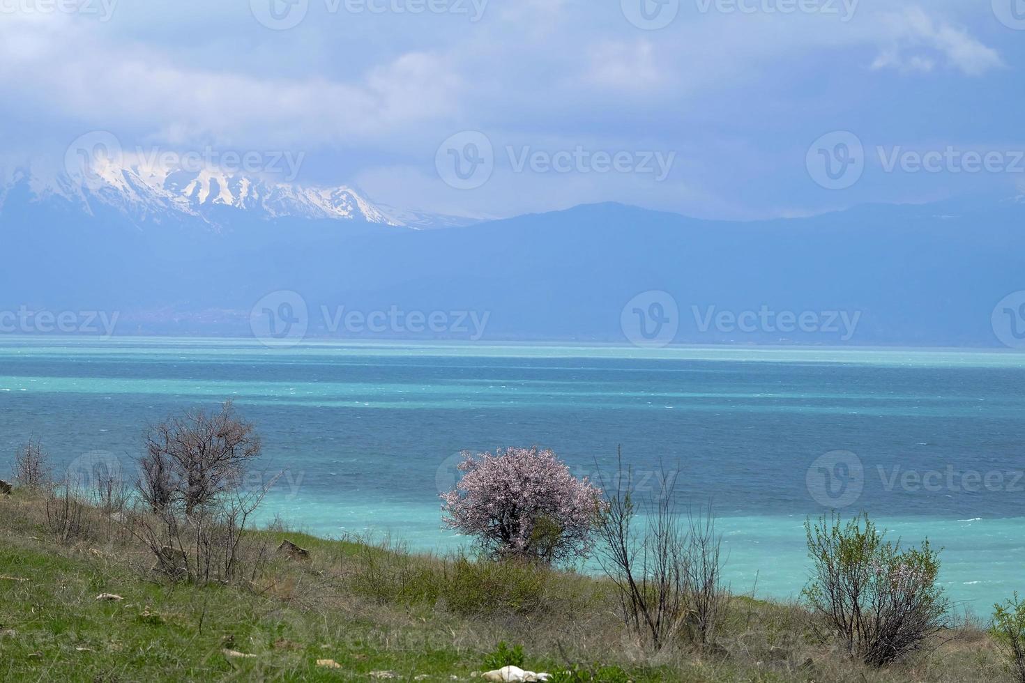 Lake Egirdir at Isparta Turkey in Springtime with Snowy Mountains photo