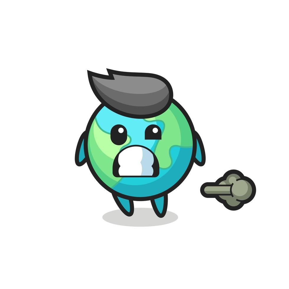the illustration of the earth cartoon doing fart vector