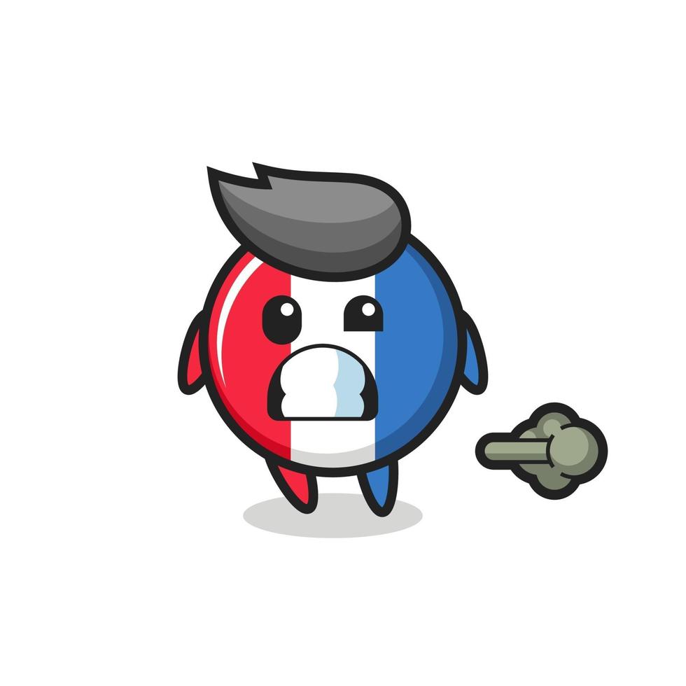 the illustration of the france flag badge cartoon doing fart vector