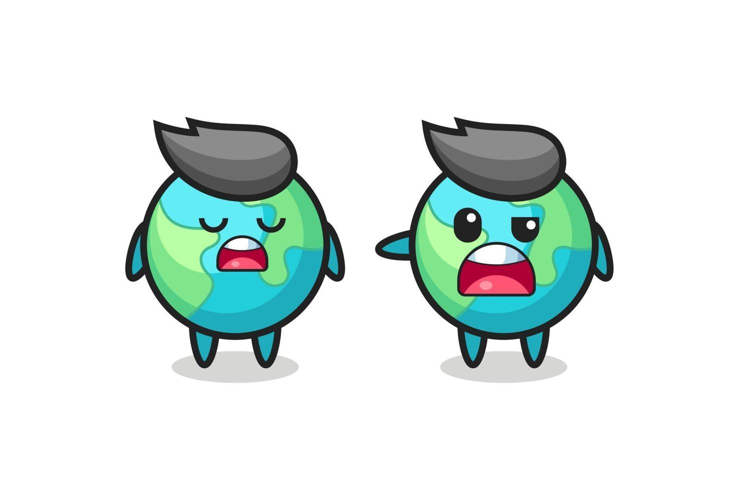 illustration of the argue between two cute earth characters vector