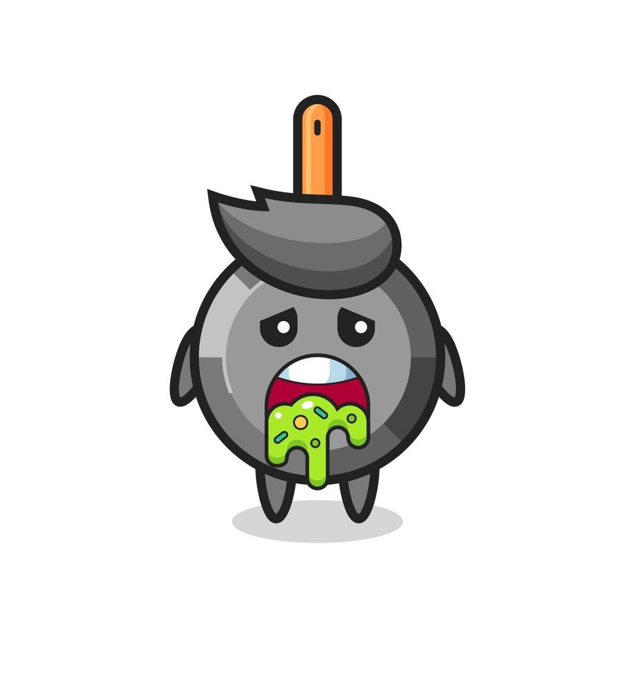 the cute frying pan character with puke vector