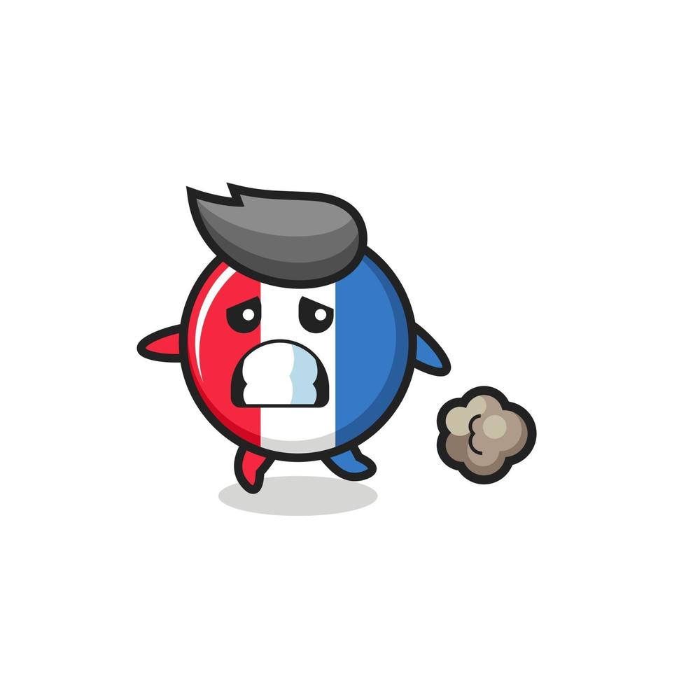 illustration of the france flag badge running in fear vector