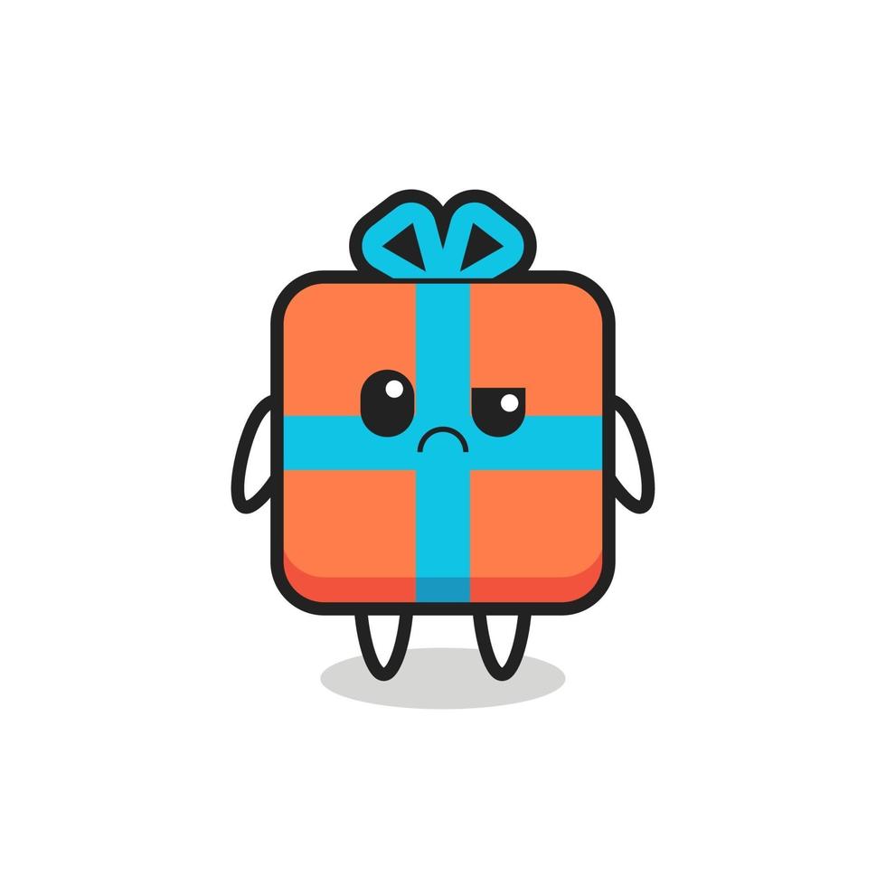 the mascot of the gift box with sceptical face vector