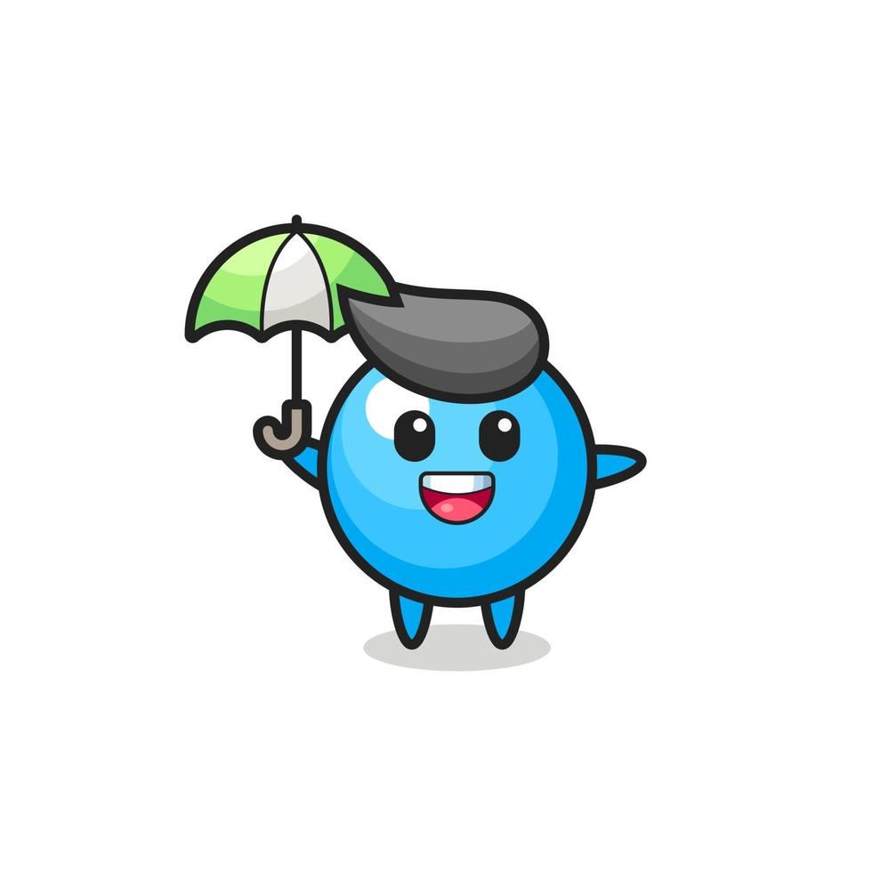 cute bubble gum illustration holding an umbrella vector