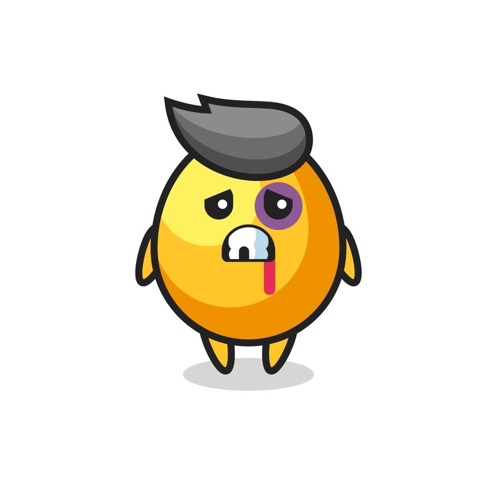 injured golden egg character with a bruised face vector