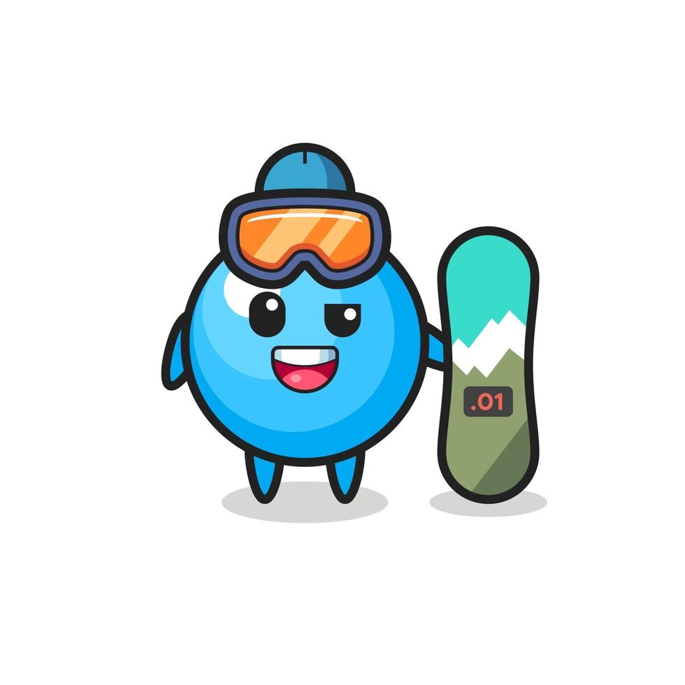 Illustration of bubble gum character with snowboarding style vector