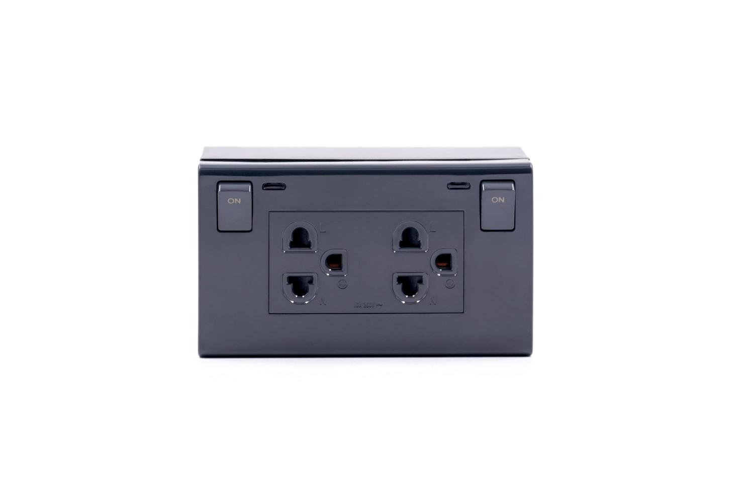 Black color wall outlet AC power plug socket with On-Off switch photo