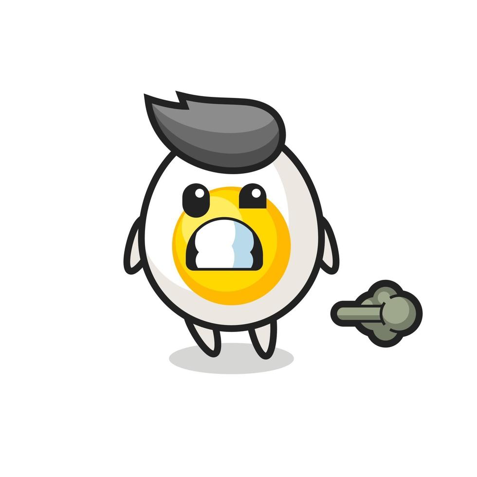 the illustration of the boiled egg cartoon doing fart vector