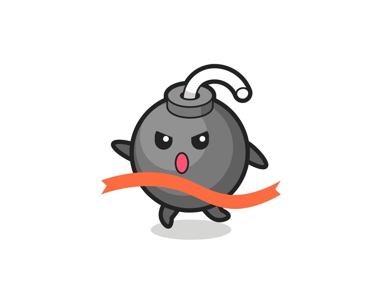 cute bomb illustration is reaching the finish vector