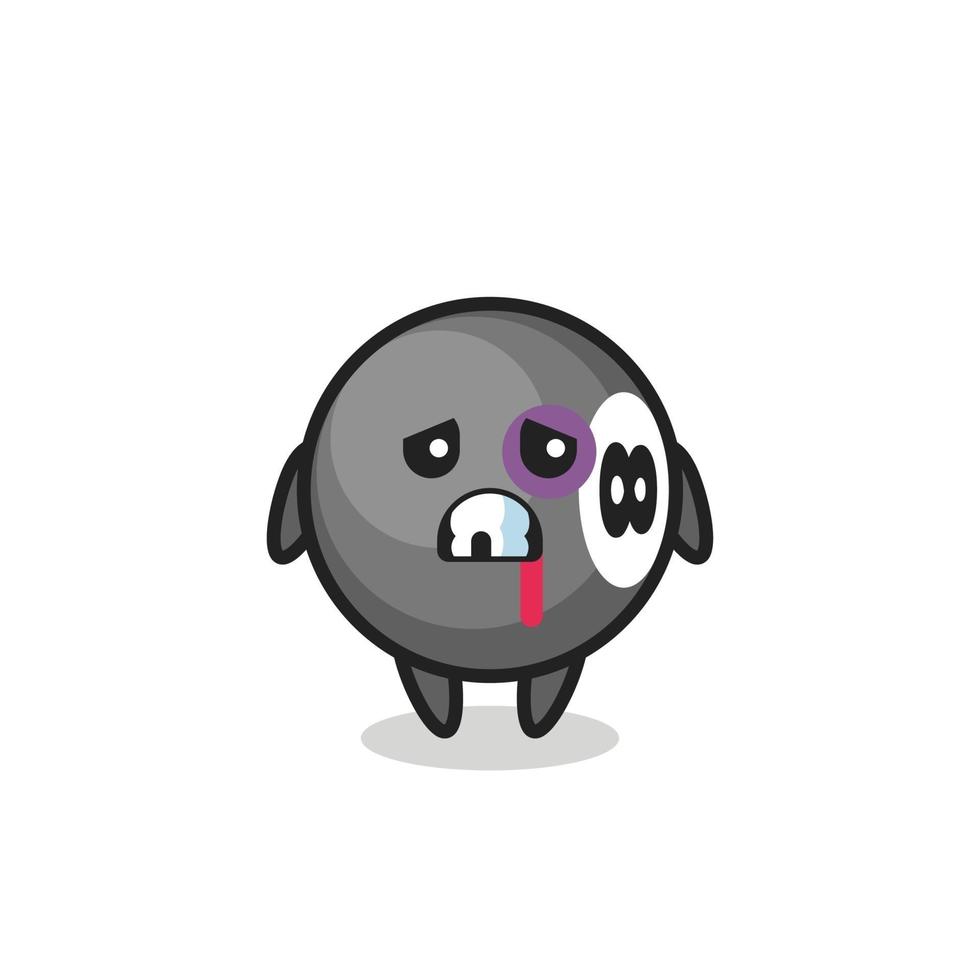 injured 8 ball billiard character with a bruised face vector