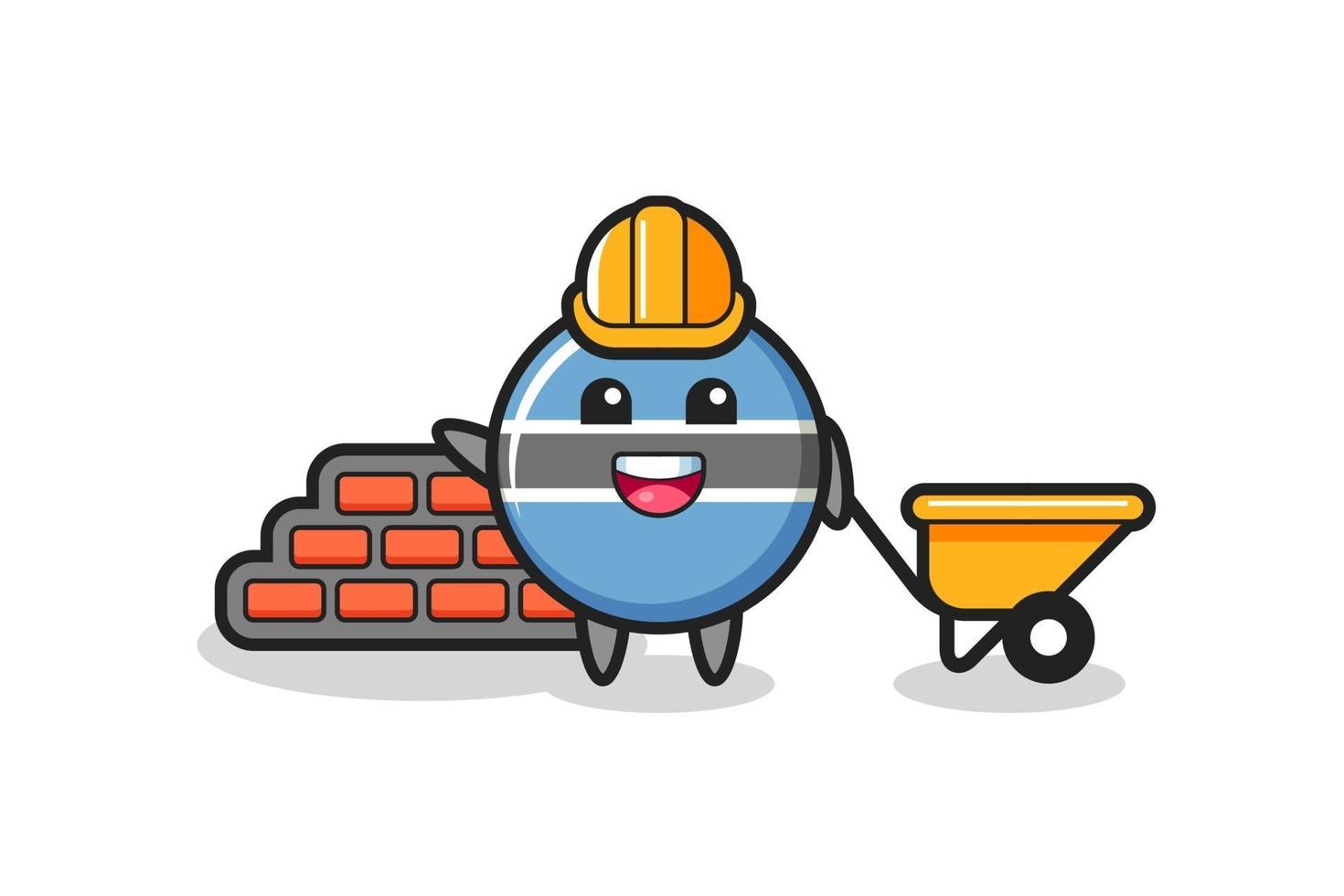 Cartoon character of botswana flag badge as a builder vector