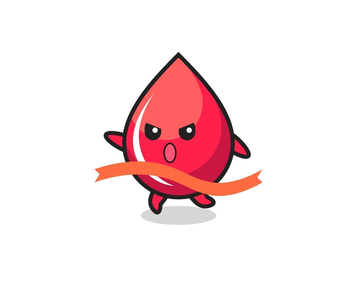 cute blood drop illustration is reaching the finish vector