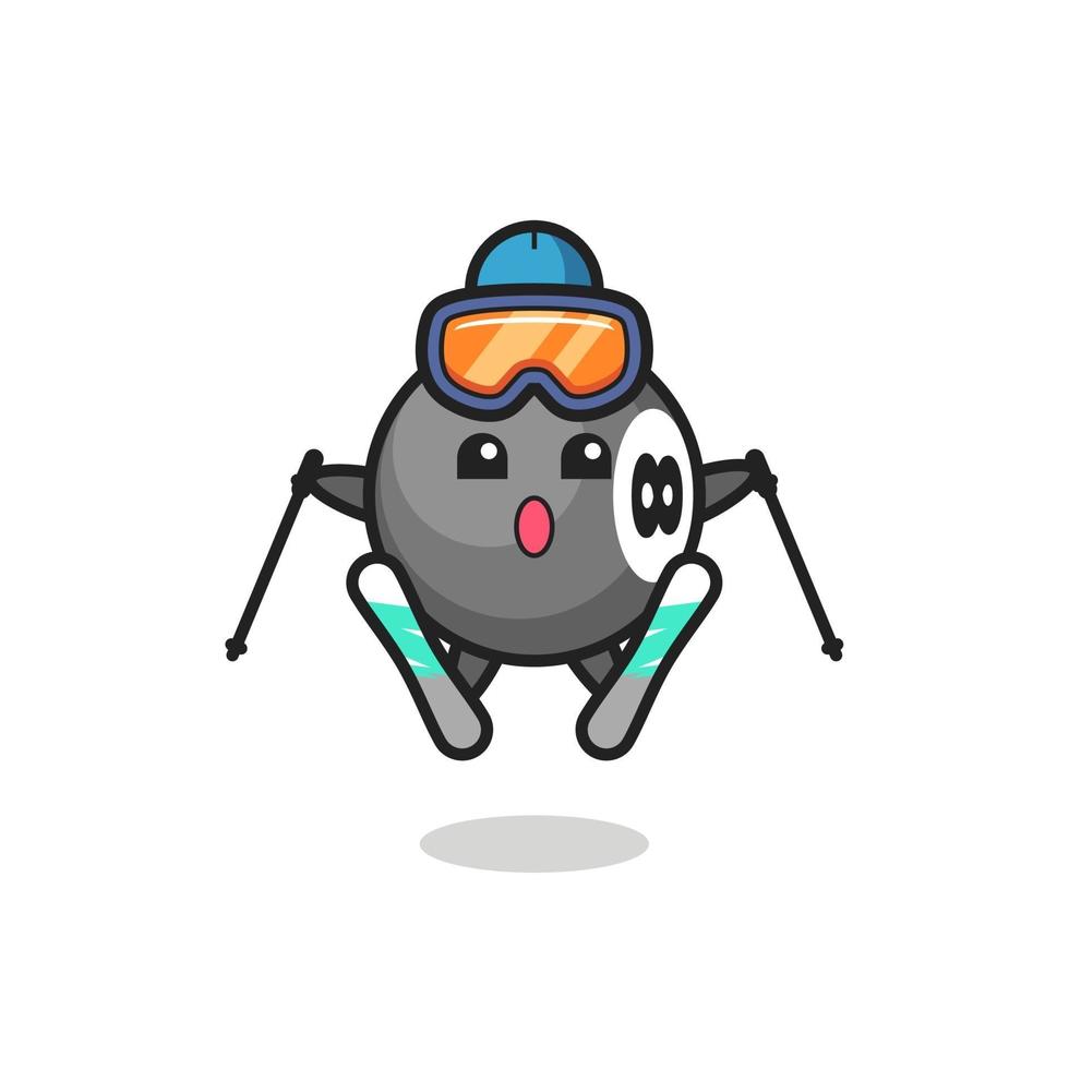 8 ball billiard mascot character as a ski player vector