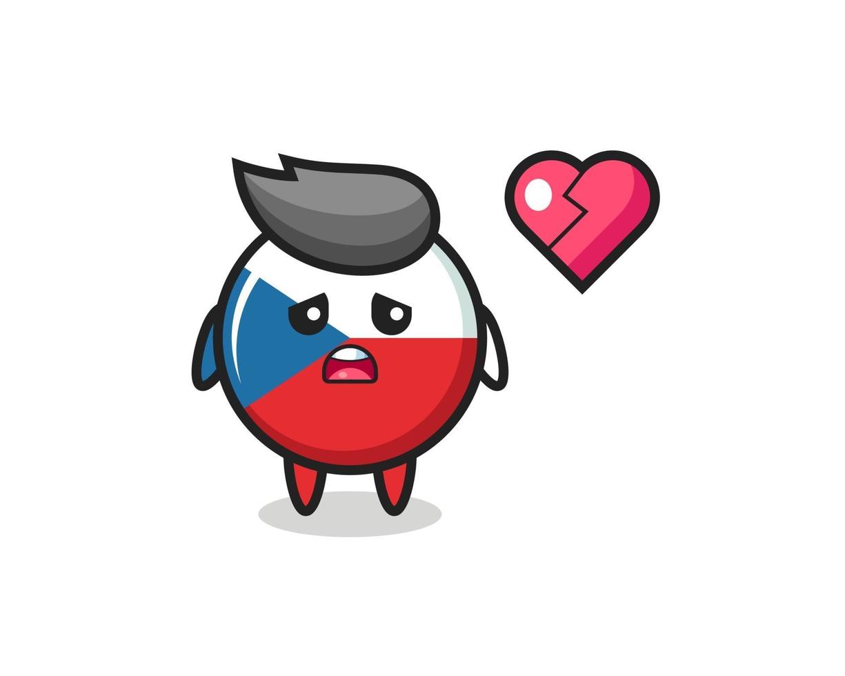 czech flag badge cartoon illustration is broken heart vector