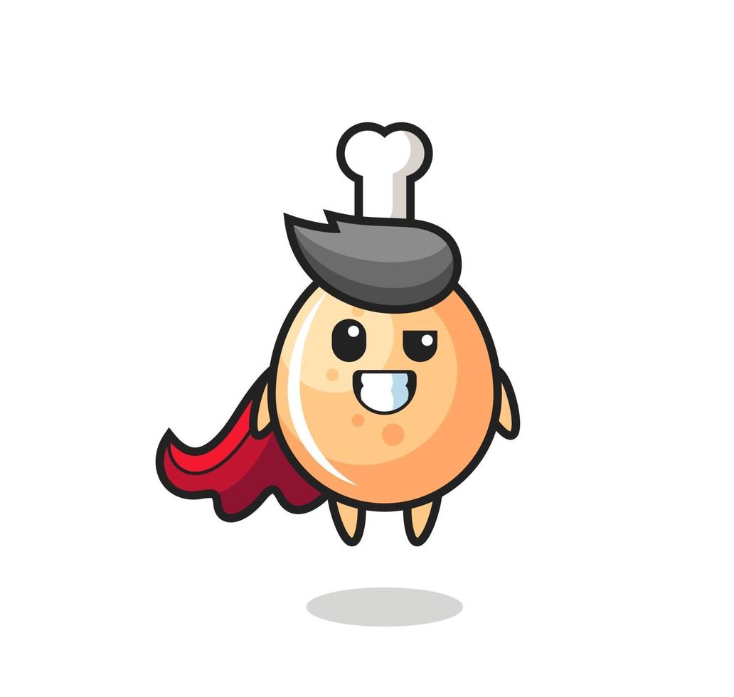 the cute fried chicken character as a flying superhero vector