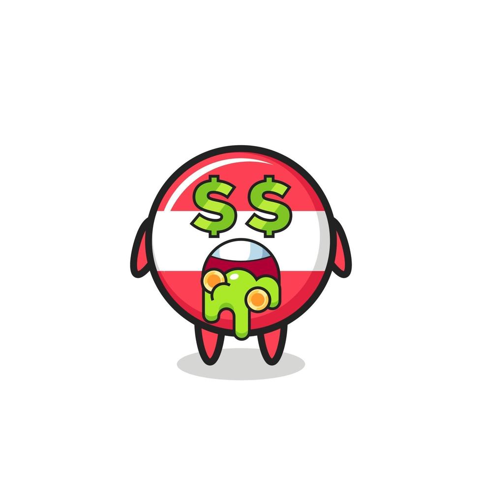 austria flag badge character with an expression of crazy about money vector