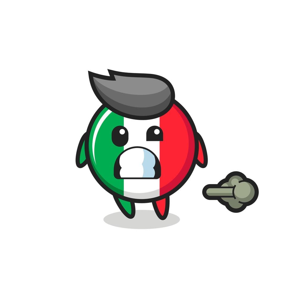 la ilustración de la caricatura de la bandera de italia haciendo pedo vector