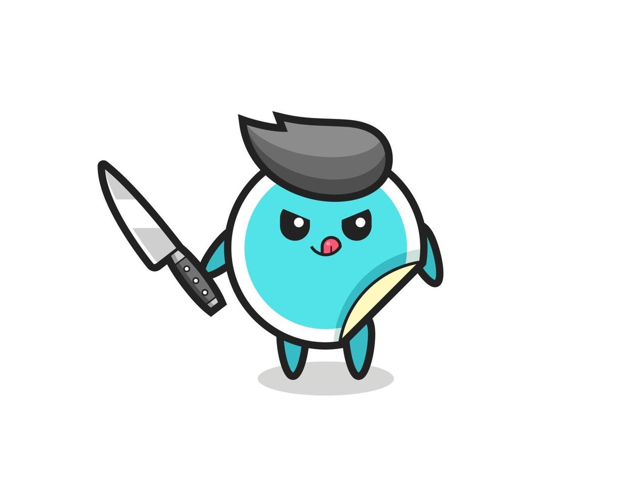 cute sticker mascot as a psychopath holding a knife vector