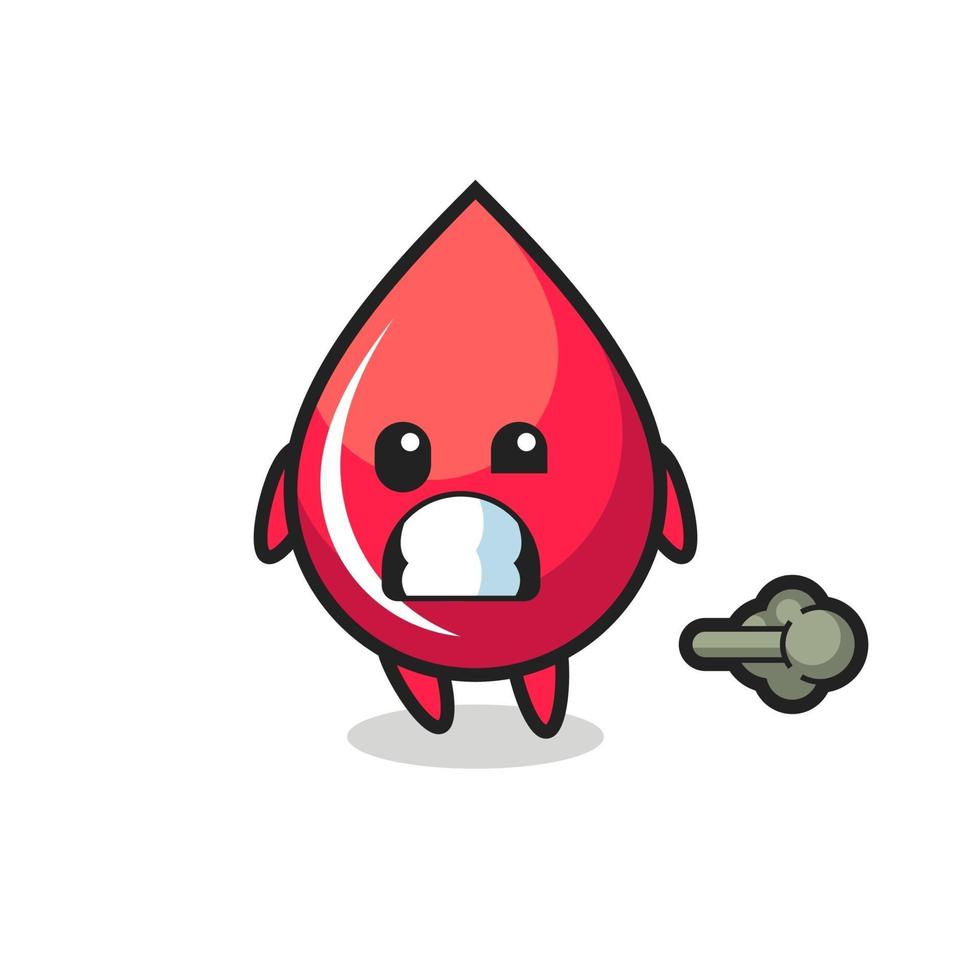 the illustration of the blood drop cartoon doing fart vector