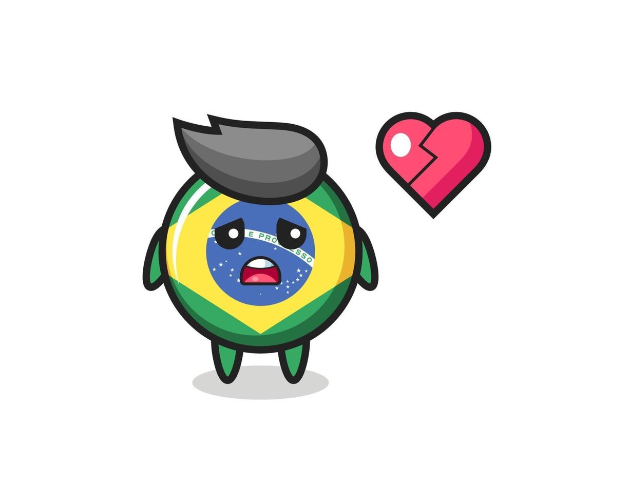 brazil flag badge cartoon illustration is broken heart vector
