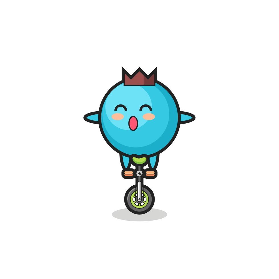 The cute blueberry character is riding a circus bike vector