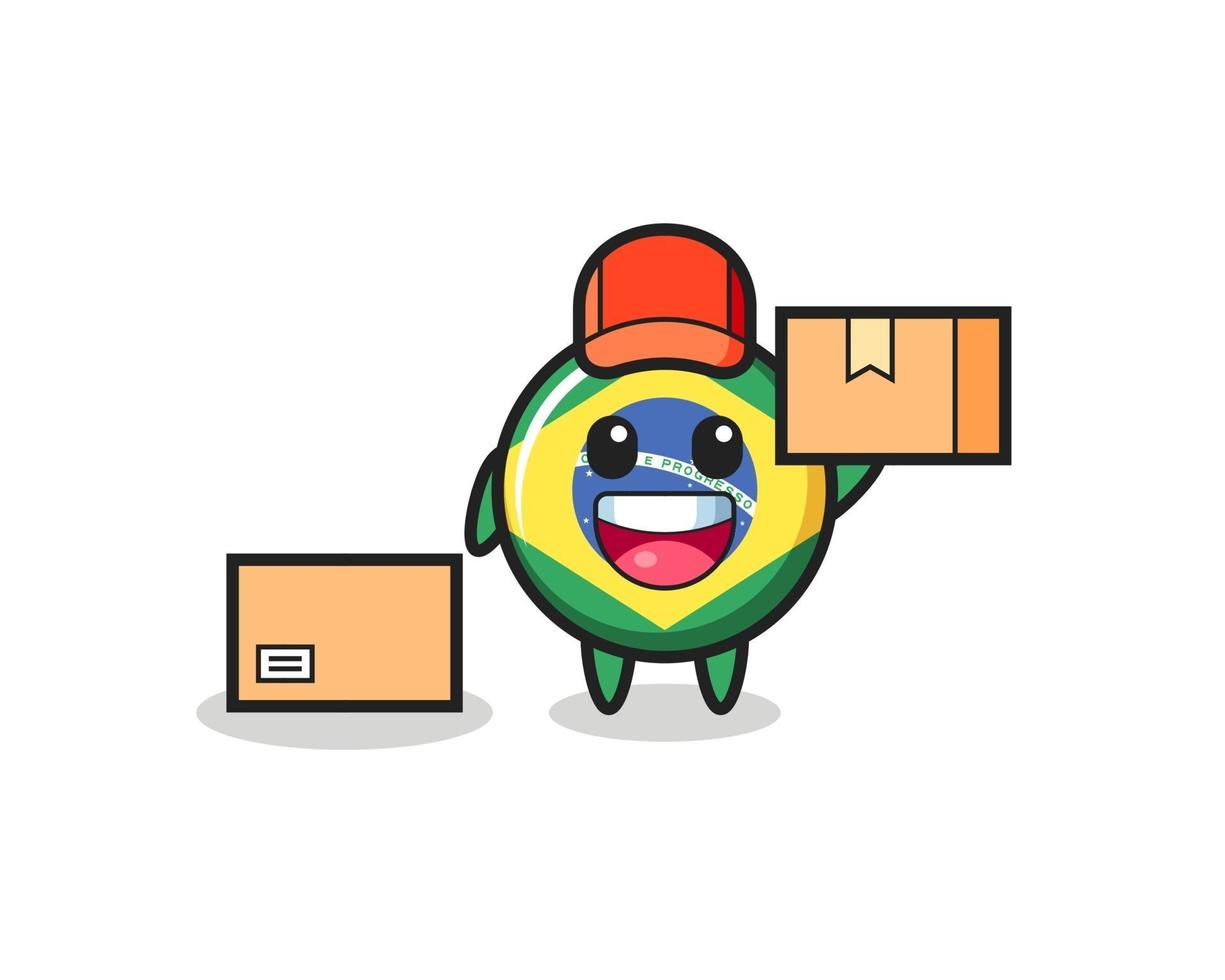 Mascot Illustration of brazil flag badge as a courier vector