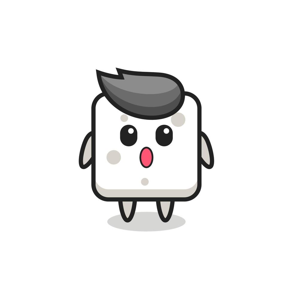 the amazed expression of the sugar cube cartoon vector