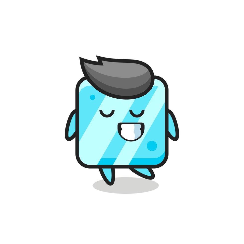 ice cube cartoon illustration with a shy expression vector