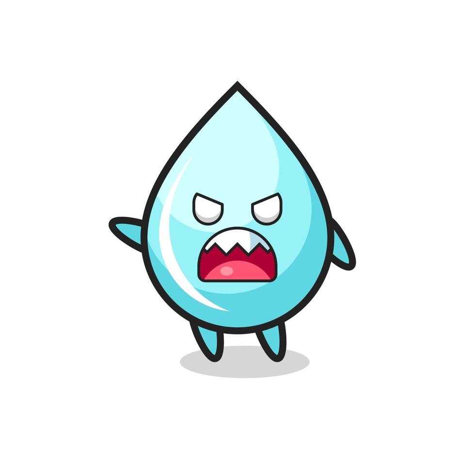 cute water drop cartoon in a very angry pose vector