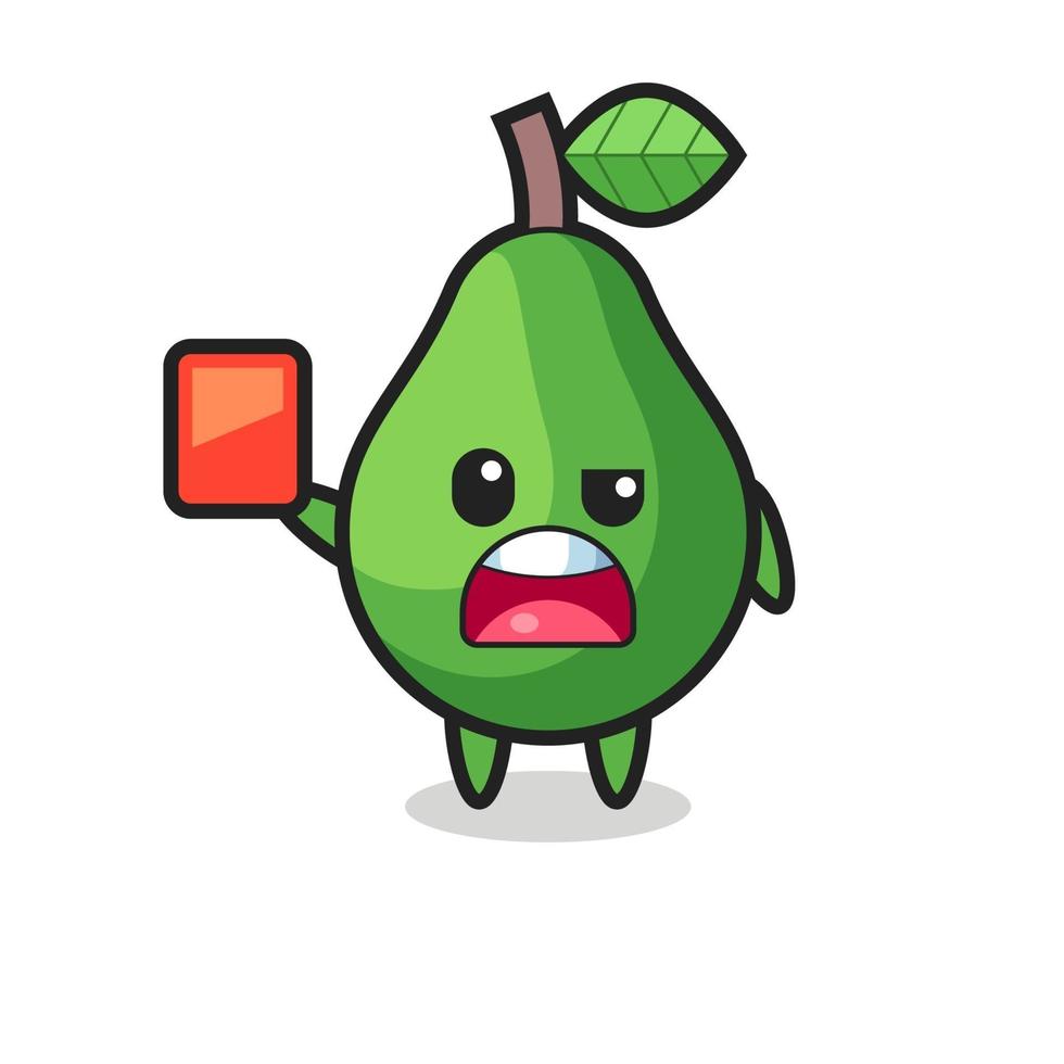 avocado cute mascot as referee giving a red card vector
