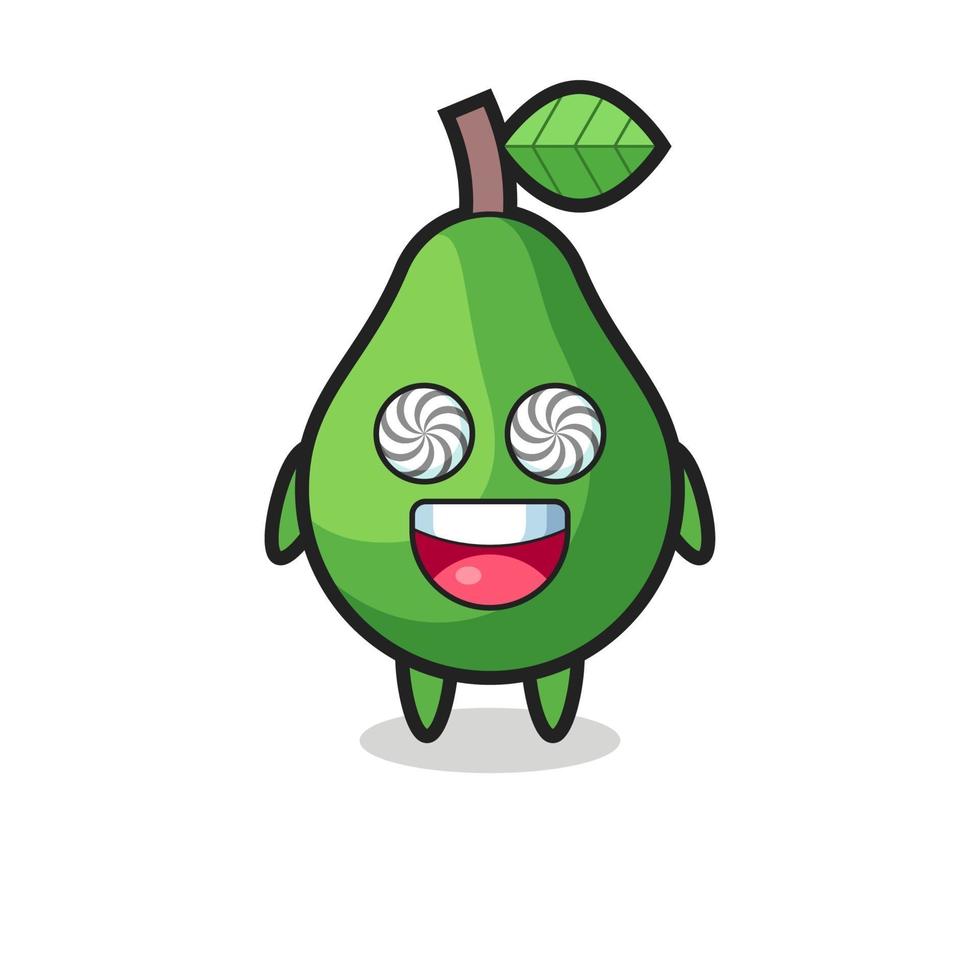 cute avocado character with hypnotized eyes vector