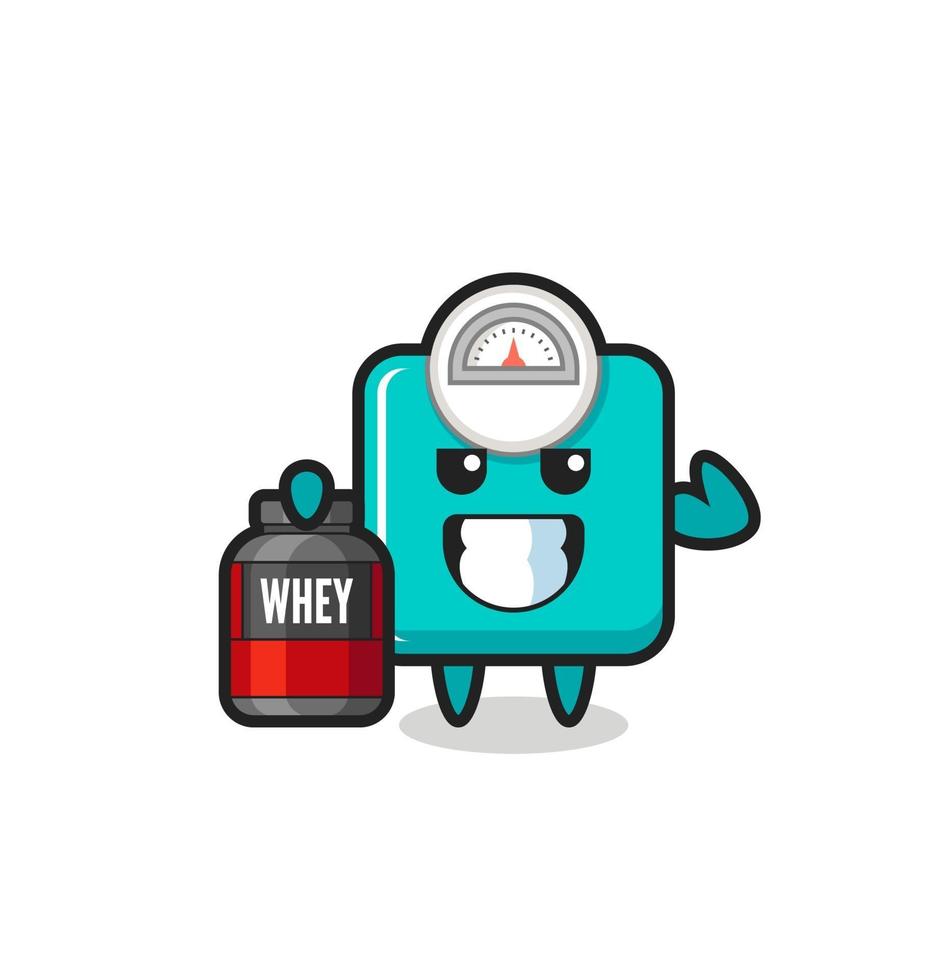 the muscular weight scale character is holding a protein supplement vector