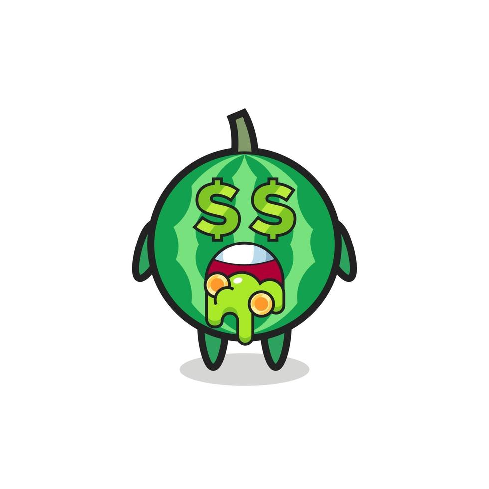 watermelon character with an expression of crazy about money vector