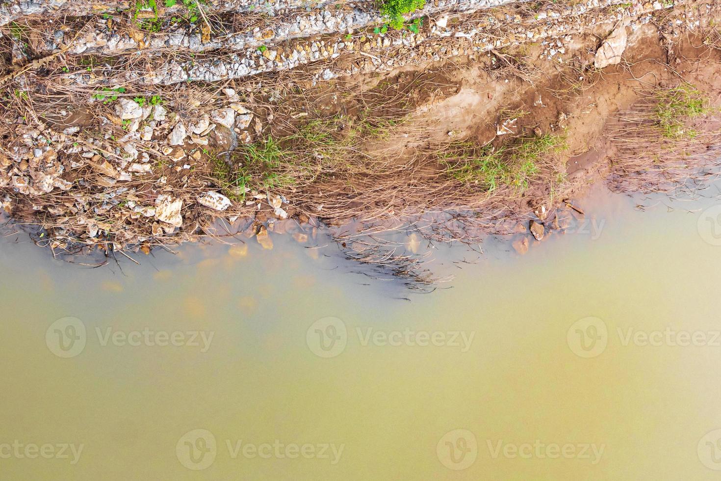 Mekong River Luang Prabang Laos from above with meshed soil. photo