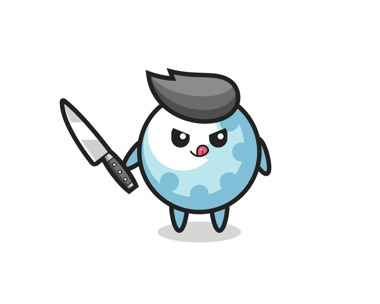 cute golf mascot as a psychopath holding a knife vector